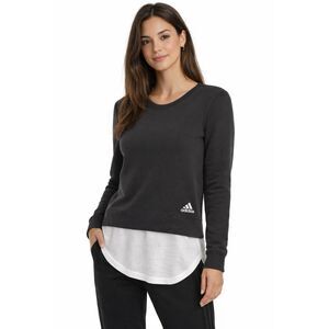 Adidas Y2K Black White Faux Layered Hem Sweatshirt Crewneck Pullover Top Sz S